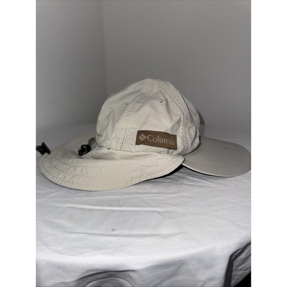 Columbia Schooner Bank Cacholot Neck Cover Sun Hat Vintage Fishing Cap Beige - Picture 2 of 6